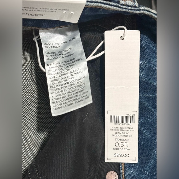 Chico’s The High Rise Straight Leg Jean Sequoia Indigo Size 6 NWT - Picture 7 of 7